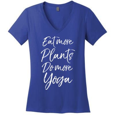 Vegan Fitness Workout Gift Cute Eat More Plants Do More Yoga Great Gift Women's V-Neck T-Shirt