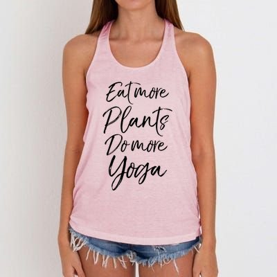 Vegan Fitness Workout Gift Cute Eat More Plants Do More Yoga Great Gift Women's Knotted Racerback Tank