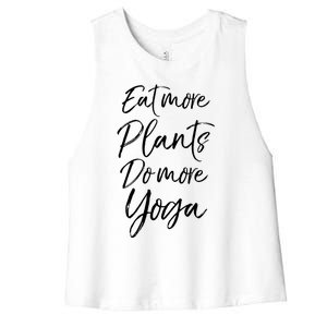 Vegan Fitness Workout Gift Cute Eat More Plants Do More Yoga Great Gift Women's Racerback Cropped Tank