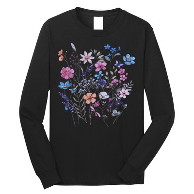 Vintage Flowers Women Wildflower Floral Gardening Long Sleeve Shirt