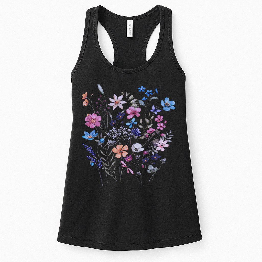 Vintage Flowers Women Wildflower Floral Gardening Womens Tank Top