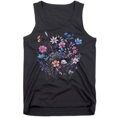 Vintage Flowers Women Wildflower Floral Gardening Tank Top