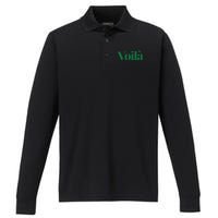 Voilà French Word Performance Long Sleeve Polo