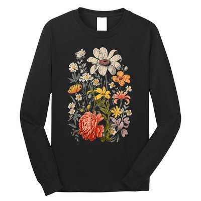 Vintage Flowers Wos Wildflowers Casual Long Sleeve Shirt