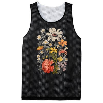 Vintage Flowers Wos Wildflowers Casual Mesh Reversible Basketball Jersey Tank