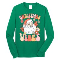 Vintage Funny Xmas Groovy Santa Claus Christmas Vibes Gift Long Sleeve Shirt