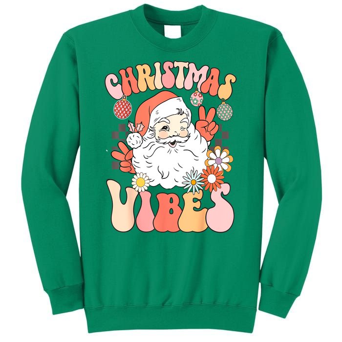 Vintage Funny Xmas Groovy Santa Claus Christmas Vibes Gift Sweatshirt