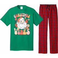 Vintage Funny Xmas Groovy Santa Claus Christmas Vibes Gift Pajama Set