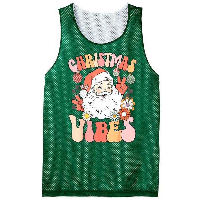 Vintage Funny Xmas Groovy Santa Claus Christmas Vibes Gift Mesh Reversible Basketball Jersey Tank