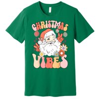 Vintage Funny Xmas Groovy Santa Claus Christmas Vibes Gift Premium T-Shirt