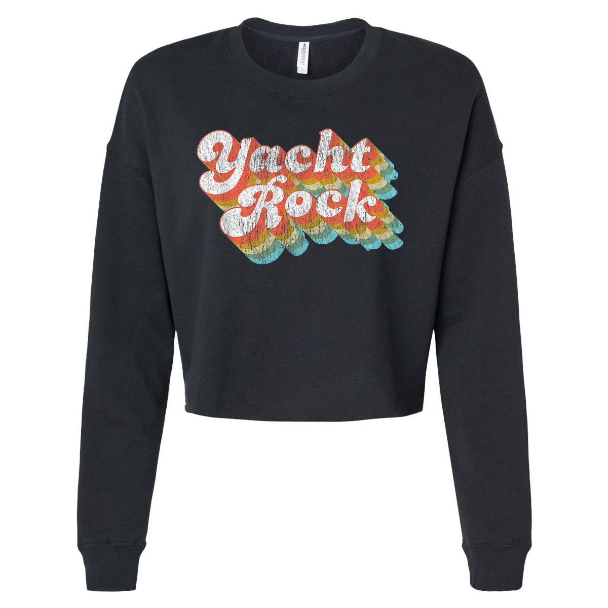 Vintage Fade Yacht Rock Party Boat Drinking Cropped Pullover Crew