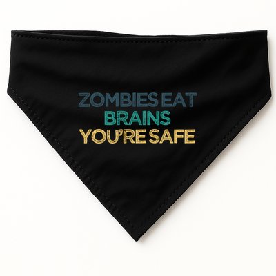 Vintage Funny Zombies Eat Brains You're Safe Gift USA-Made Doggie Bandana