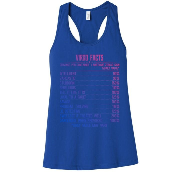 Virgo Facts Zodiac Birthday Funny Zodiac Sign Horoscope Great Gift Women's Racerback Tank