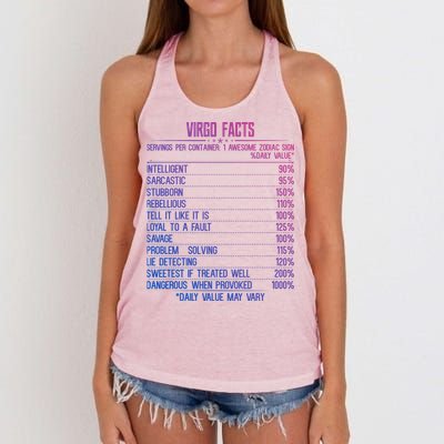 Virgo Facts Zodiac Birthday Funny Zodiac Sign Horoscope Great Gift Women's Knotted Racerback Tank