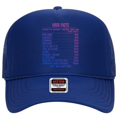 Virgo Facts Zodiac Birthday Funny Zodiac Sign Horoscope Great Gift High Crown Mesh Back Trucker Hat