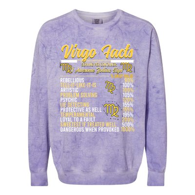 Virgo Facts Zodiac Virgo Queen Gift Colorblast Crewneck Sweatshirt