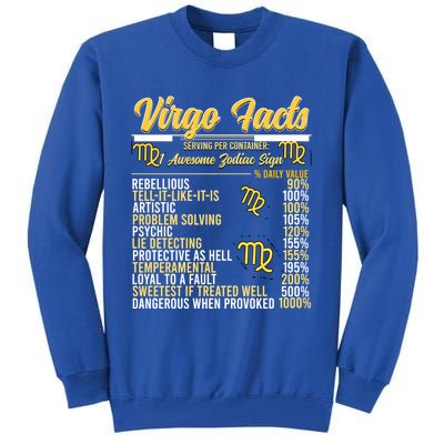 Virgo Facts Zodiac Virgo Queen Gift Tall Sweatshirt