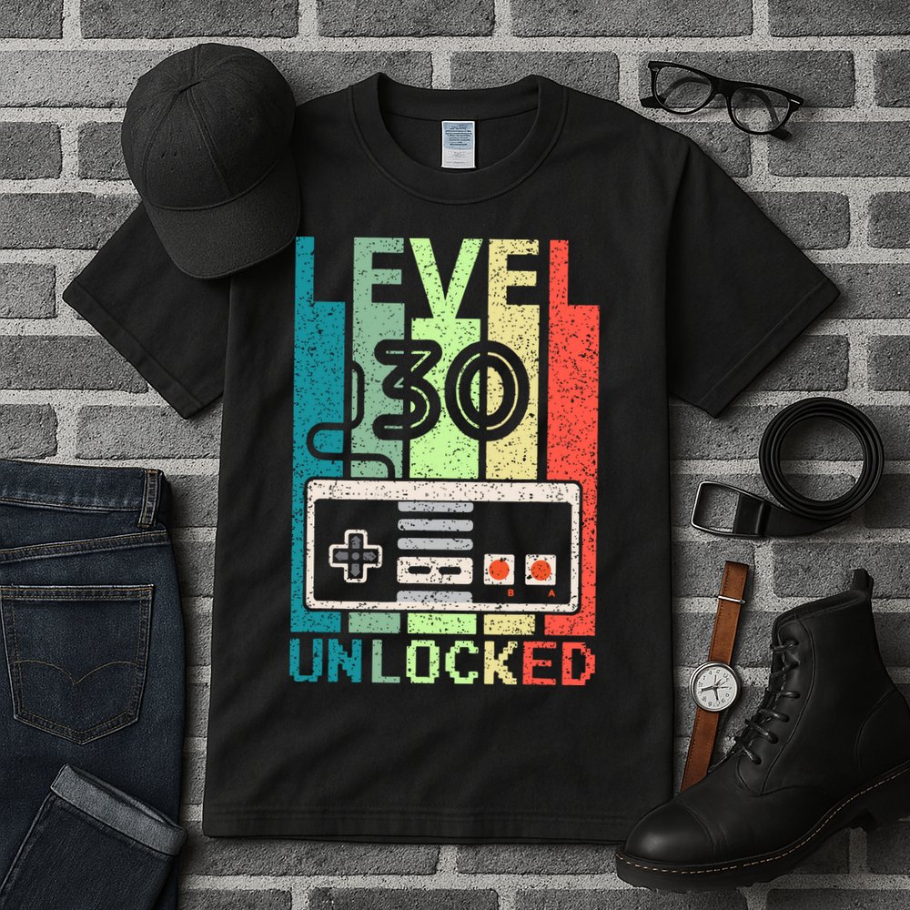 Video Gamer 30th Birthday Gifts Level 30 Unlocked Tall T-Shirt