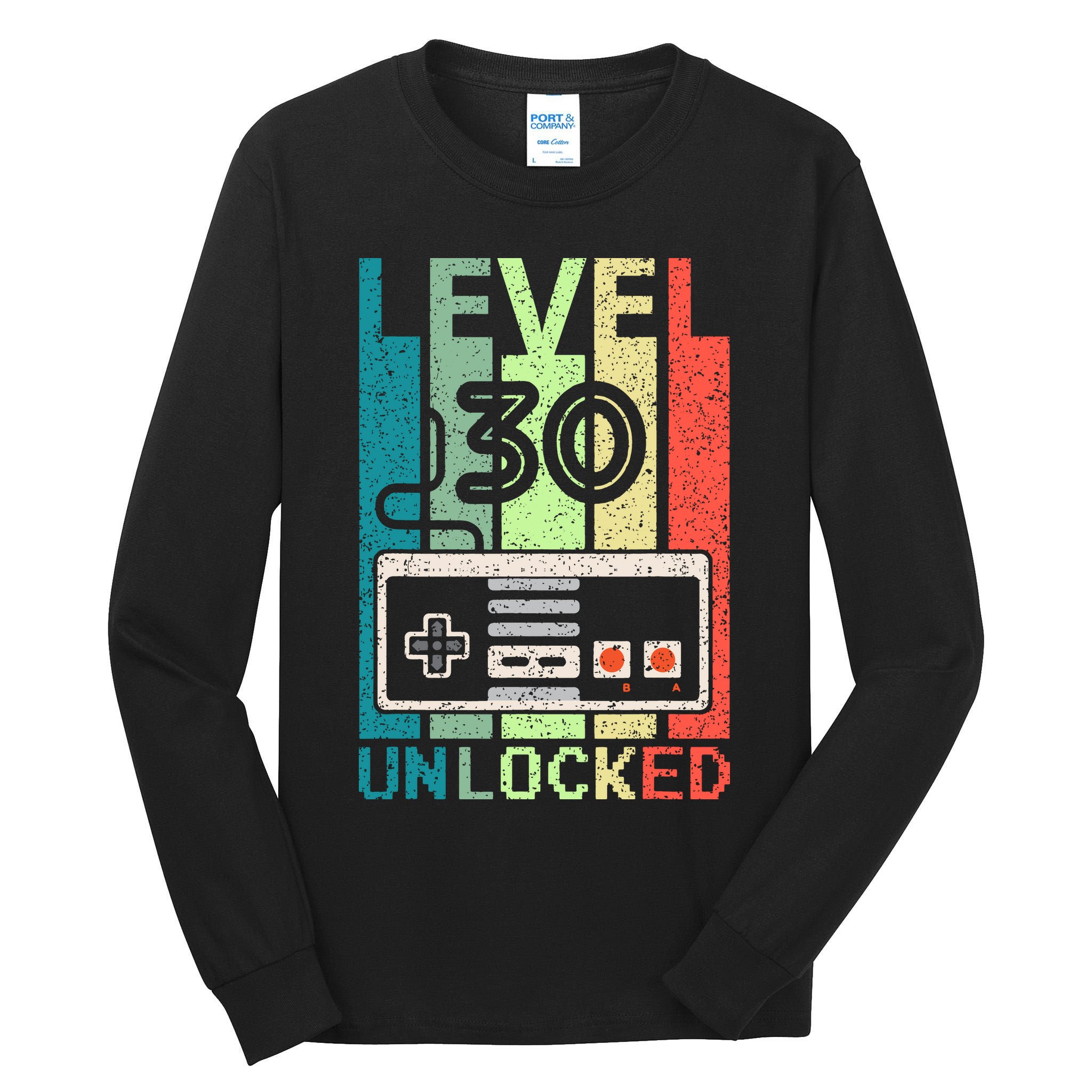 Video Gamer 30th Birthday Gifts Level 30 Unlocked Tall Long Sleeve T-Shirt