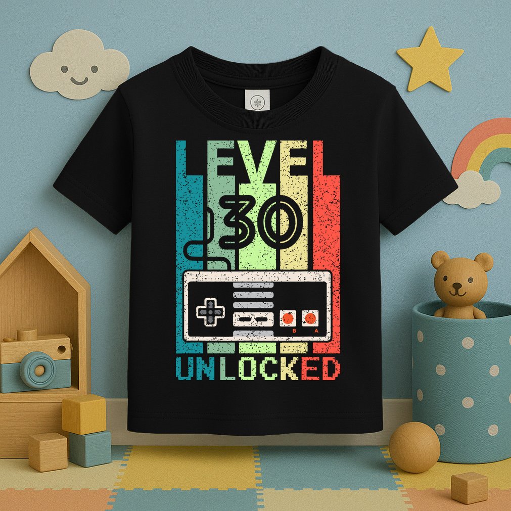 Video Gamer 30th Birthday Gifts Level 30 Unlocked Toddler T-Shirt