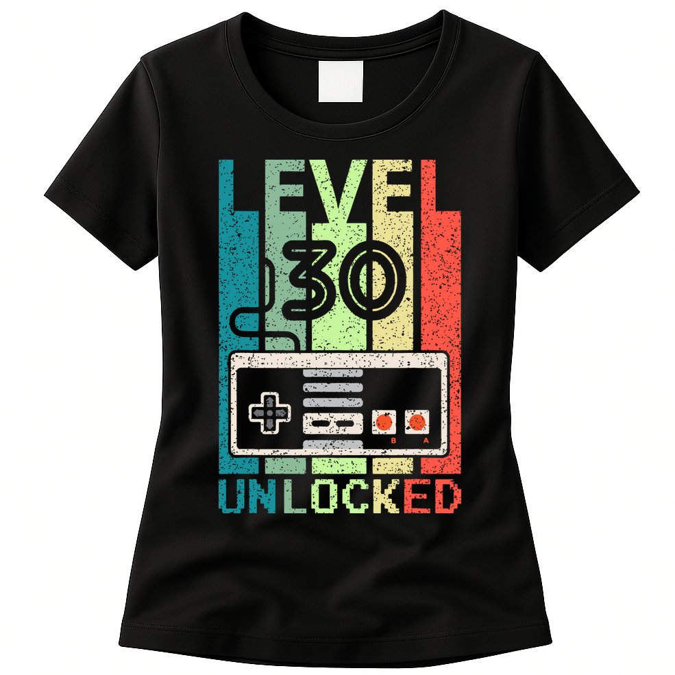 Video Gamer 30th Birthday Gifts Level 30 Unlocked Womens T-Shirt