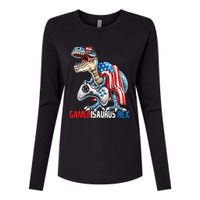 Video Game 4th of July T Rex Dinosaur Amerisaurus Rex Womens Cotton Relaxed Long Sleeve T-Shirt