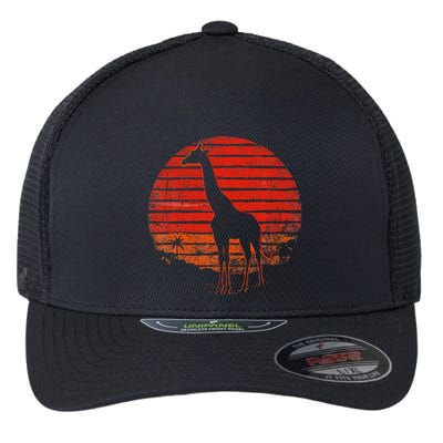 Vintage Giraffe 80s Funny Giraffe Lover Wild Animals Lover Flexfit Unipanel Trucker Cap