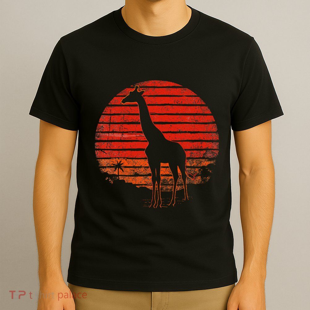 Vintage Giraffe 80s Funny Giraffe Lover Wild Animals Lover T-Shirt