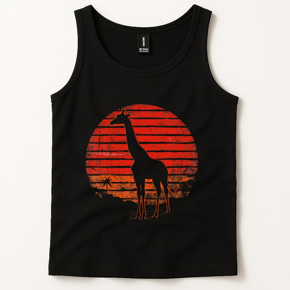 Vintage Giraffe 80s Funny Giraffe Lover Wild Animals Lover Tank Top