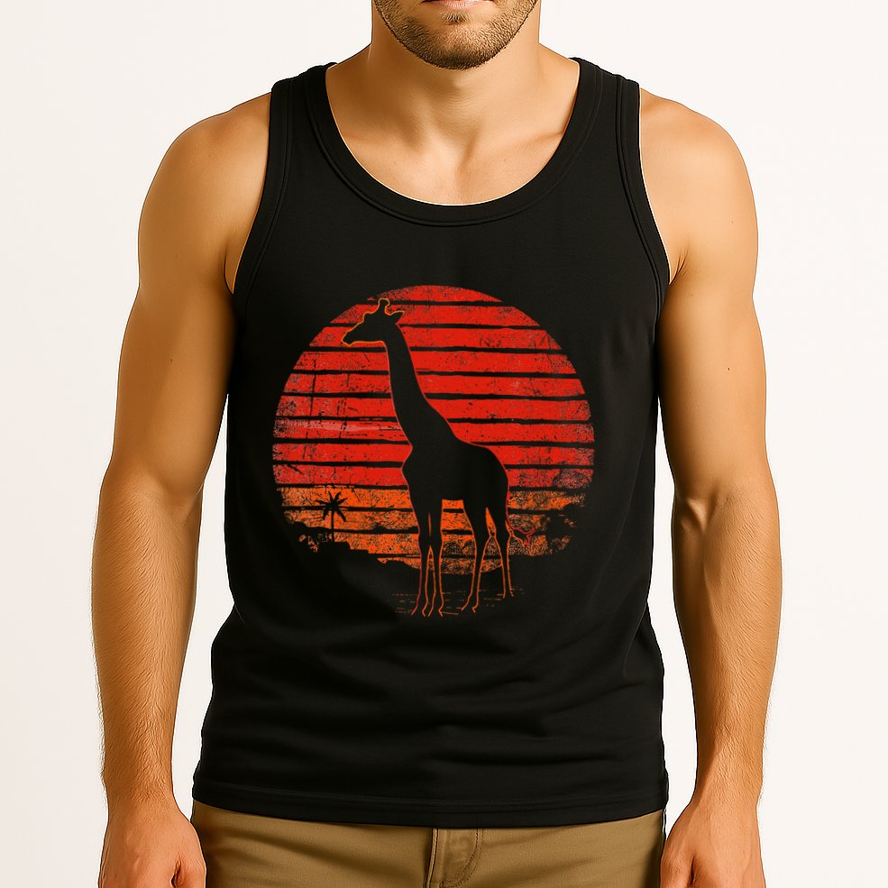 Vintage Giraffe 80s Funny Giraffe Lover Wild Animals Lover Tank Top