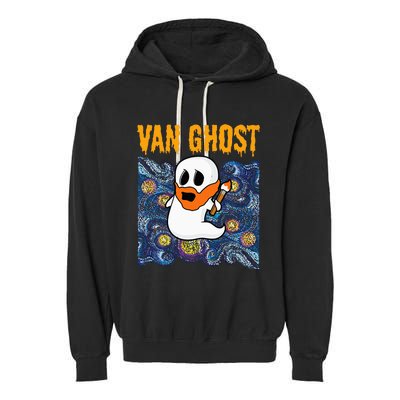 Van Ghost Art Teacher Halloween Van Gogh Starry Night Garment-Dyed Fleece Hoodie