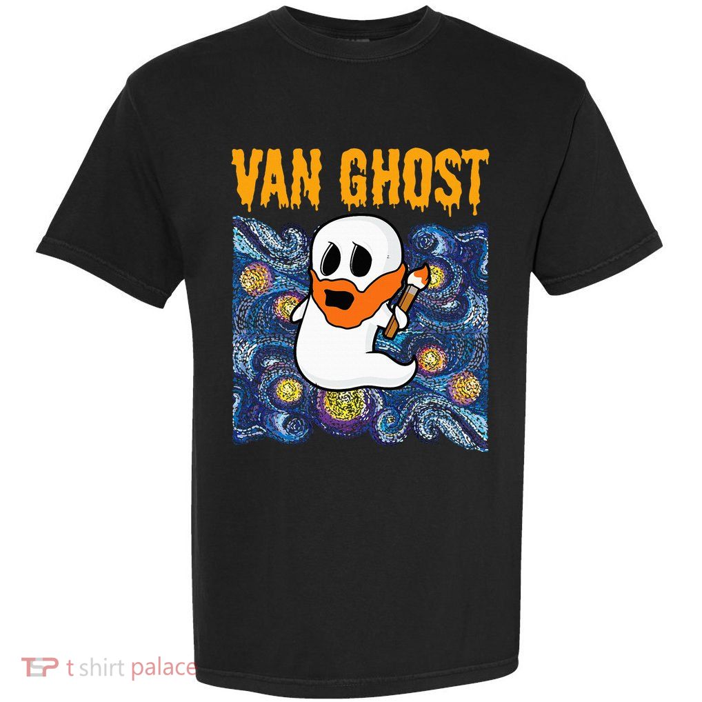 Van Ghost Art Teacher Halloween Van Gogh Starry Night Garment-Dyed Heavyweight T-Shirt