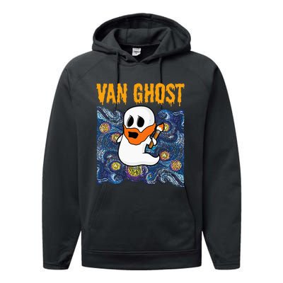 Van Ghost Art Teacher Halloween Van Gogh Starry Night Performance Fleece Hoodie