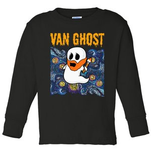 Van Ghost Art Teacher Halloween Van Gogh Starry Night Toddler Long Sleeve Shirt