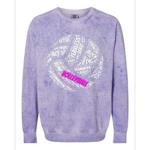 Volleyball Gift And Pink Volleyball Words Colorblast Crewneck Sweatshirt