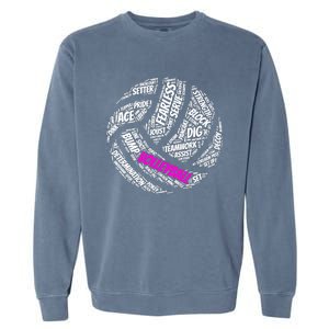 Volleyball Gift And Pink Volleyball Words Garment-Dyed Sweatshirt