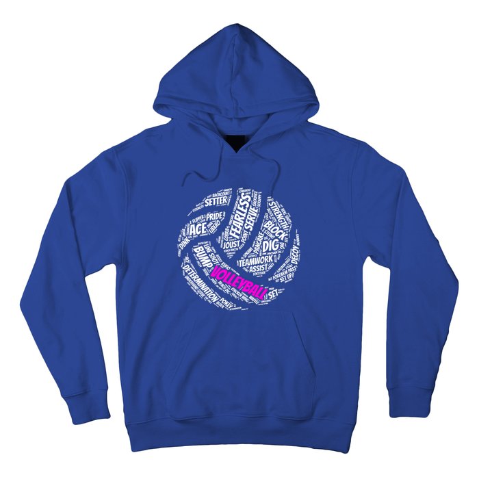 Volleyball Gift And Pink Volleyball Words Hoodie