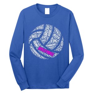 Volleyball Gift And Pink Volleyball Words Long Sleeve Shirt