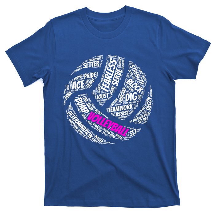 Volleyball Gift And Pink Volleyball Words T-Shirt