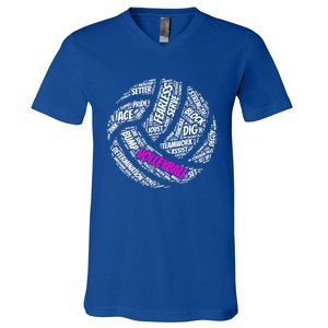 Volleyball Gift And Pink Volleyball Words V-Neck T-Shirt