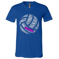 Volleyball Gift And Pink Volleyball Words V-Neck T-Shirt