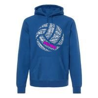 Volleyball Gift And Pink Volleyball Words Premium Hoodie