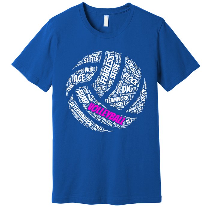 Volleyball Gift And Pink Volleyball Words Premium T-Shirt