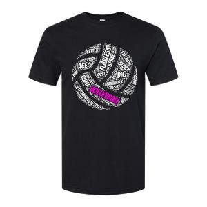 Volleyball Gift And Pink Volleyball Words Softstyle CVC T-Shirt