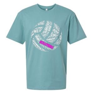 Volleyball Gift And Pink Volleyball Words Sueded Cloud Jersey T-Shirt