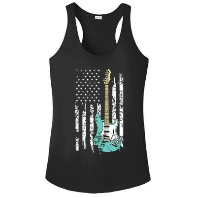 Vintage Guitar American US Flag Ladies PosiCharge Competitor Racerback Tank