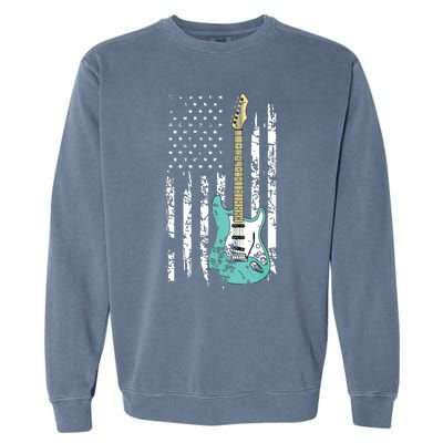 Vintage Guitar American US Flag Garment-Dyed Sweatshirt