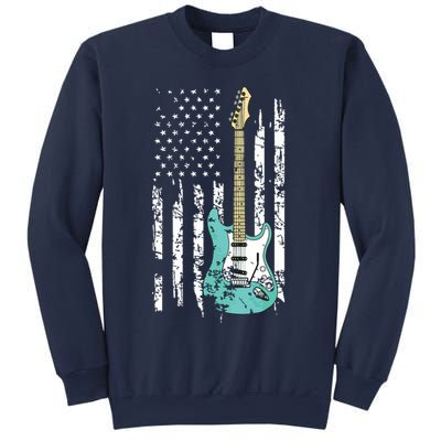 Vintage Guitar American US Flag Sweatshirt