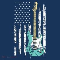 Vintage Guitar American US Flag Womens T-Shirt
