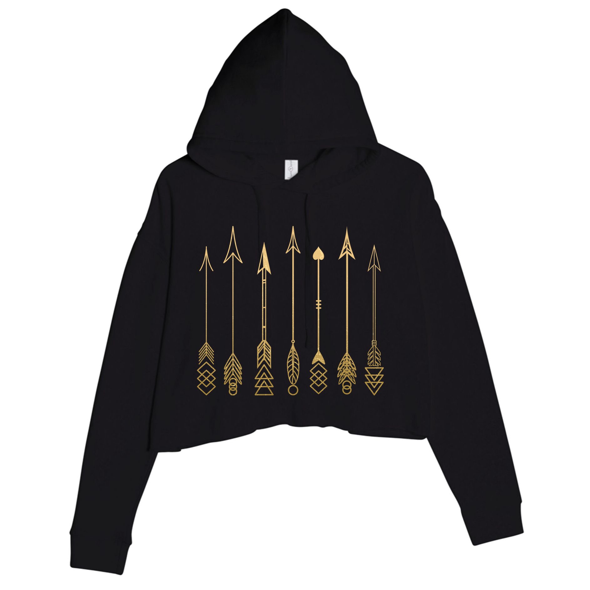 Vintage Gold Arrows Crop Fleece Hoodie